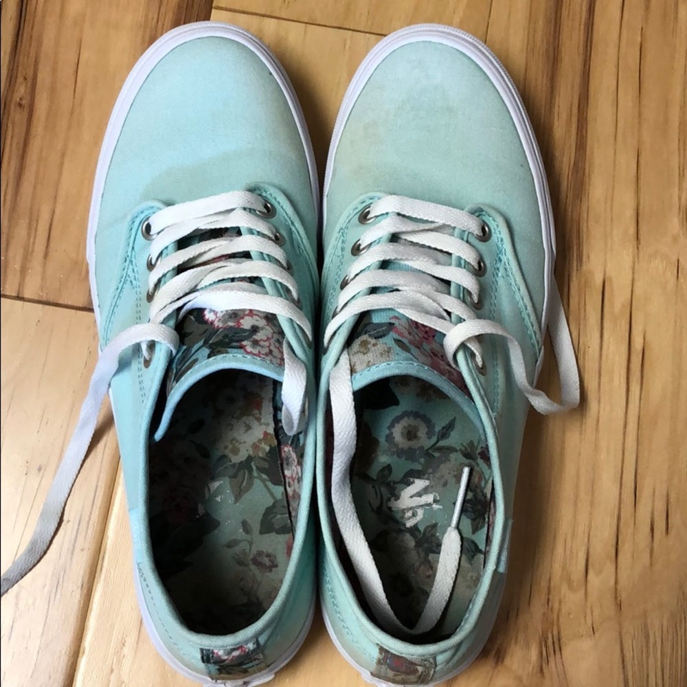 Floral aqua blue Vans